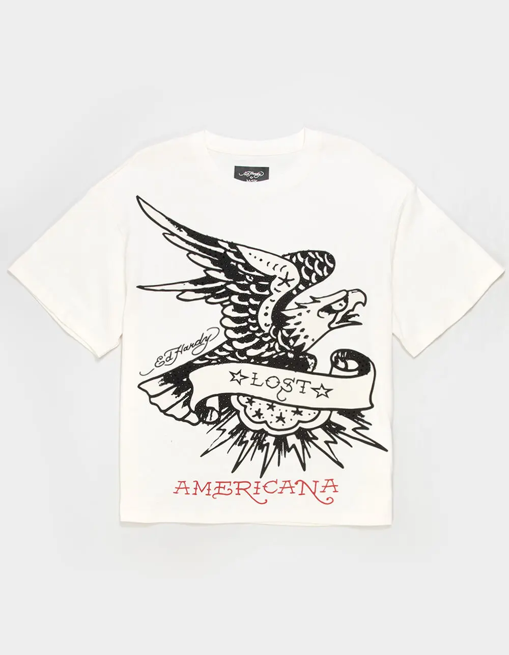ED HARDY x MGK Lost Eagle Rhinestone Mens Boxy Tee