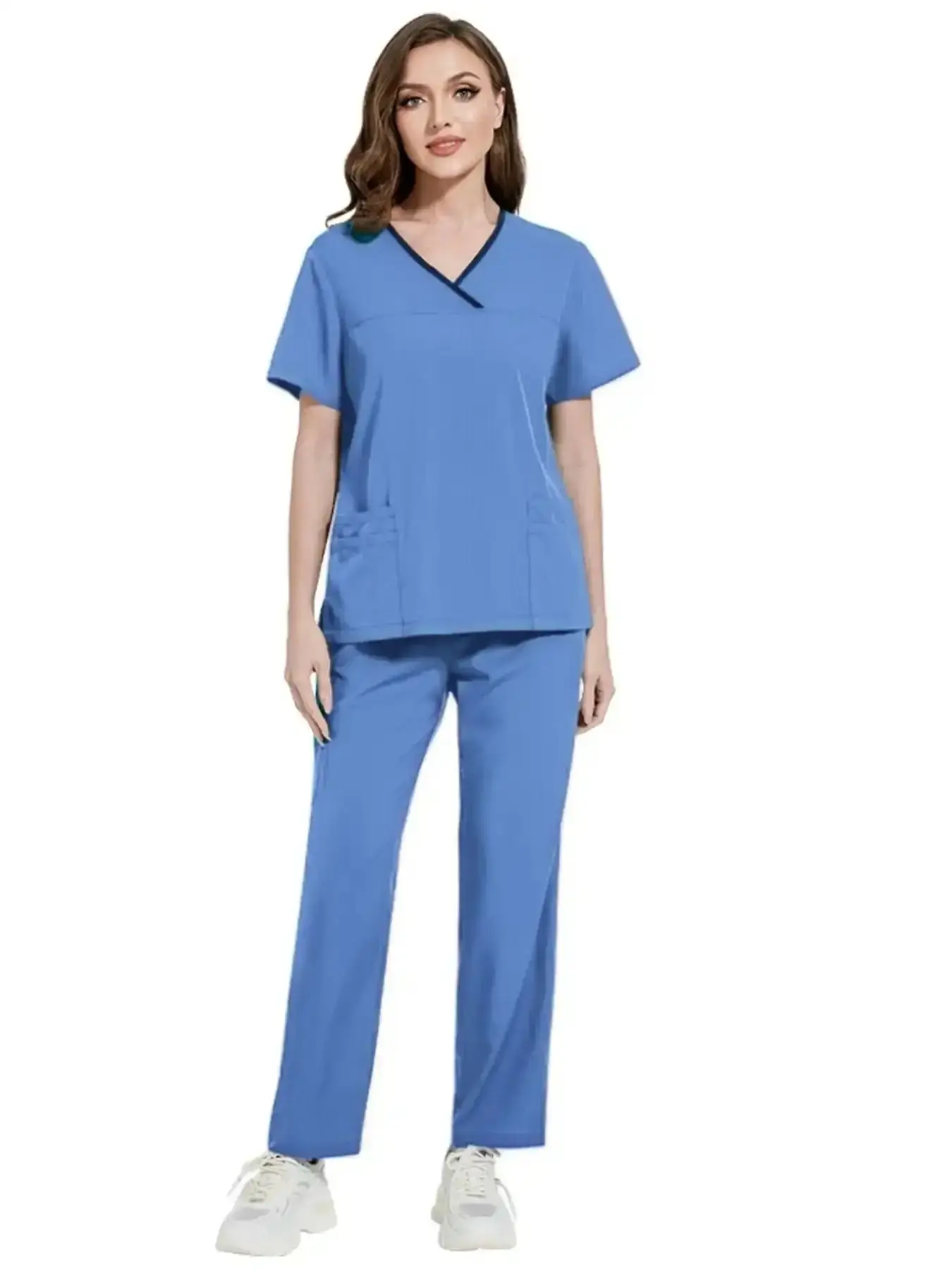 Quality Pet Doctor Nursing Grooming Costume Set Uniforms Unisex V Neck Short Sleeve Top with Elastic Waist Pants Dentist Workwear Veterinary Work Clothes lightweight date night trending now