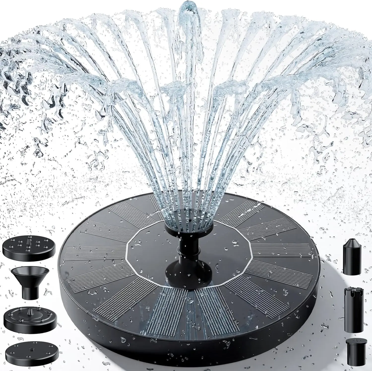 Solar Water Fountain, 1.4W Solar Bird Bath Fountains with 6 Nozzle, New Upgrade Floating Solar Fountain Pump for Bird Bath, Outdoor, Garden, Pond, Fish Tank, Small Pool