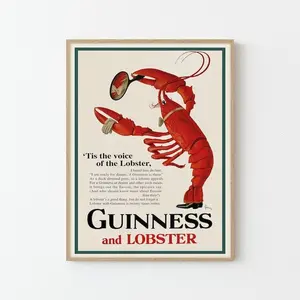 [Sale Off Up To 50%] [Unframe] Guinness and Lobster Poster Print, John Gilroy Irish Beer Advertisement