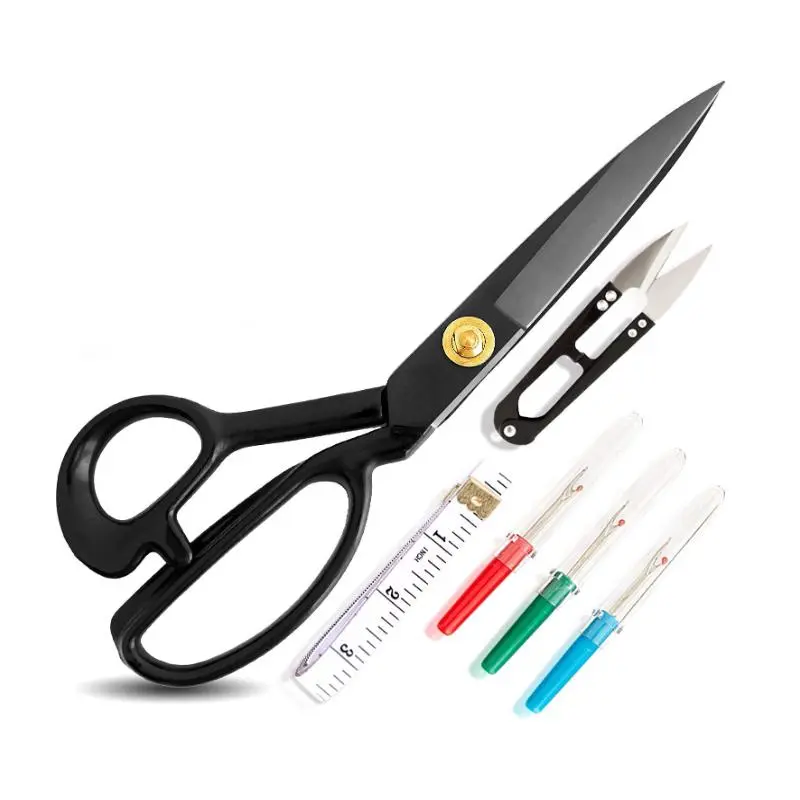 9-Inch High Carbon Heavy-Duty Sharp Scissors - Upholstery & Fabric Cutting Tool with Heavy-Duty Sharpness for Dressmakers, Office & Crafting, Home Improvement Building Supplies Wallpaper & Wall Trim Tool