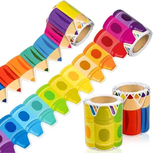 52ft Bulletin Board Border Decorations 2 Rolls Rainbow Crayon Border Trim for School Classroom Chalkboard Bulletin Board Wall Window Door Decor