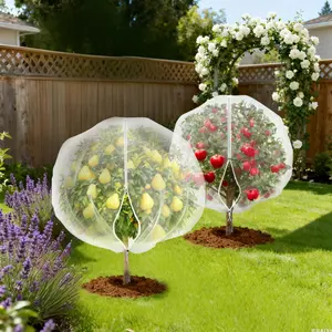 Garvee 2 Pack Large Fruit Tree Netting with Zipper & Drawstring, 10x10 Ft Plant Cover Insect Netting, Reusable Blueberry Bush Cover for Garden, Trees, Bushes, Flowers