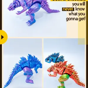 Christmas Gift 3D Printed Muscle Monster Figurine, Jointed Activity Monster Dinosaur Figure, Transforming Godzilla Monster Animal Statue