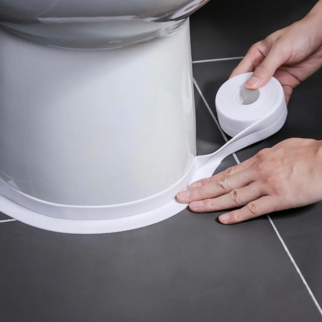 1 Roll Waterproof, Mildew-Proof Toilet Adhesive Tape, Anti-Leak Caulk Strip for Bathroom Sealing