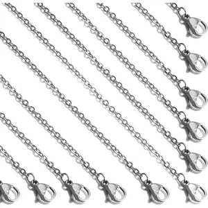 24 Pcs 24" 2mm Necklace Chains Stainless Steel Link Cable Chain Necklace Lobster Clasp Bulk for DIY Jewelry Making Supplies Accessories