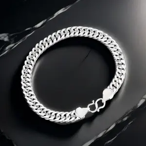 Full Silver s999 Bracelet Sterling Silver bracelet Men's bracelet can be opened to wear for boyfriend's birthday holiday gift Silver 37g / 1.3oz