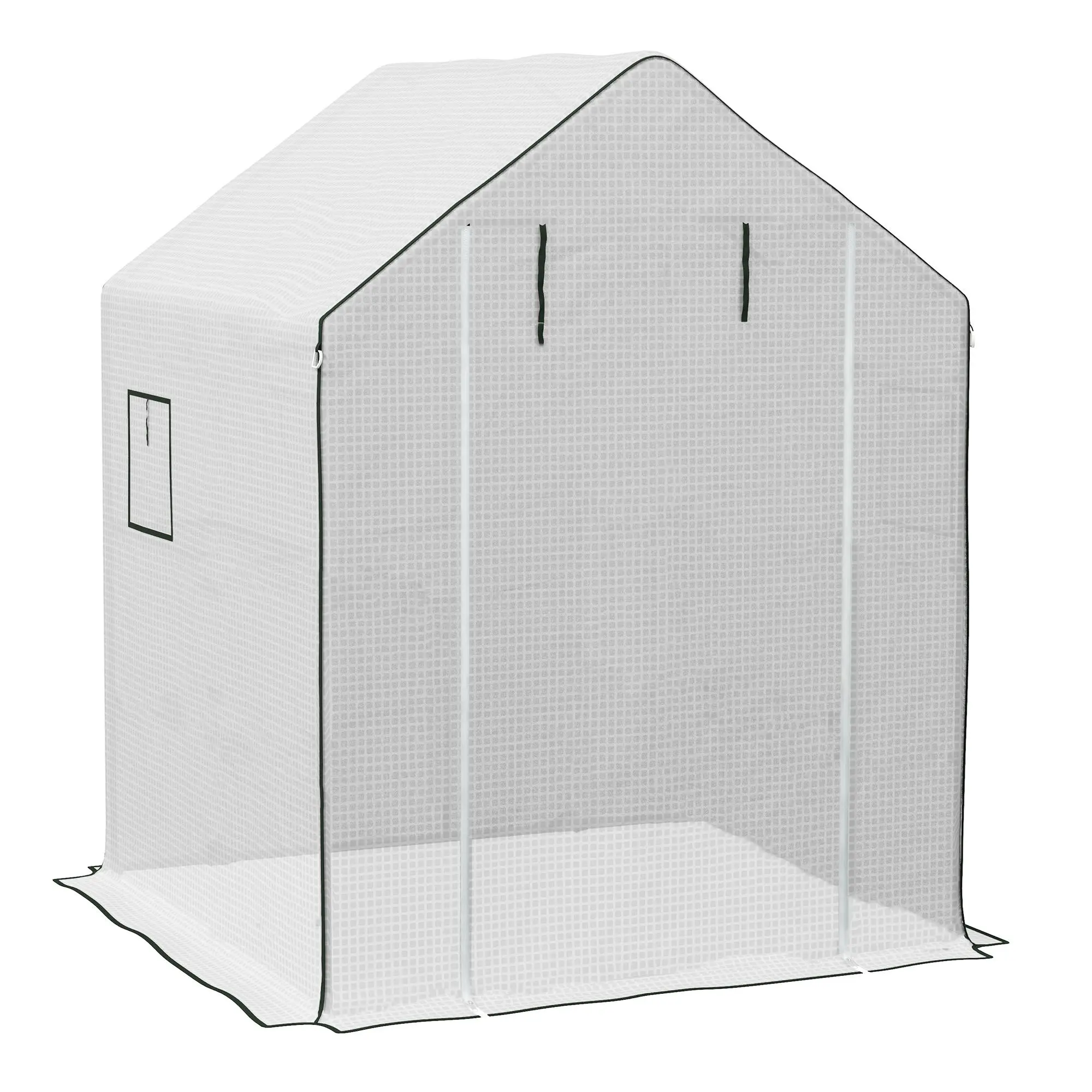Outsunny Walk-in Greenhouse Replacement Cover for Model 01-0472 with Roll-up Door and Mesh Windows, 55"x56.25"x74.75" Reinforced Anti-Tear PE Hot House Cover (Frame Not Included), White, Anti-Tear Material