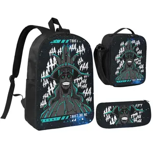 Three Piece Set Sailor Moon15 Printed Backpack Waterproof Curved Adjustable Shoulder Strap High Capacity Mesh Messenger Bag