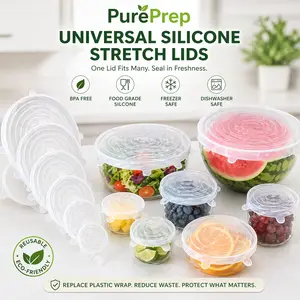 PurePrep™ Stretch Lid Set — Replace Plastic Wrap with Reusable Covers