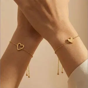 B Adjustable Bangle Couples-Mama-Daughter Heart Jewelry Set, Stackable Daily Bracelet, 1-Pack Family Bonding Jewelry, Mothers Day Gift Ideas, Mom Gifts