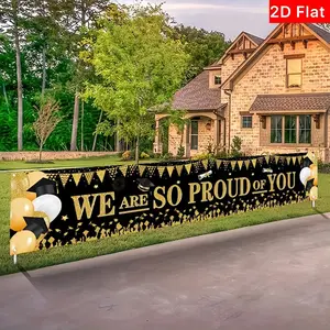 Graduation Banner Decoration, & Congratulations Graduation Yard Sign, Pull Flag Banner No Power Needed