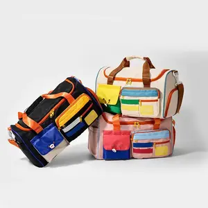 Color Block Travel Duffel Bag – Large Capacity Gym & Weekend Bag, Lightweight Carry-On for Travel & Business Trips