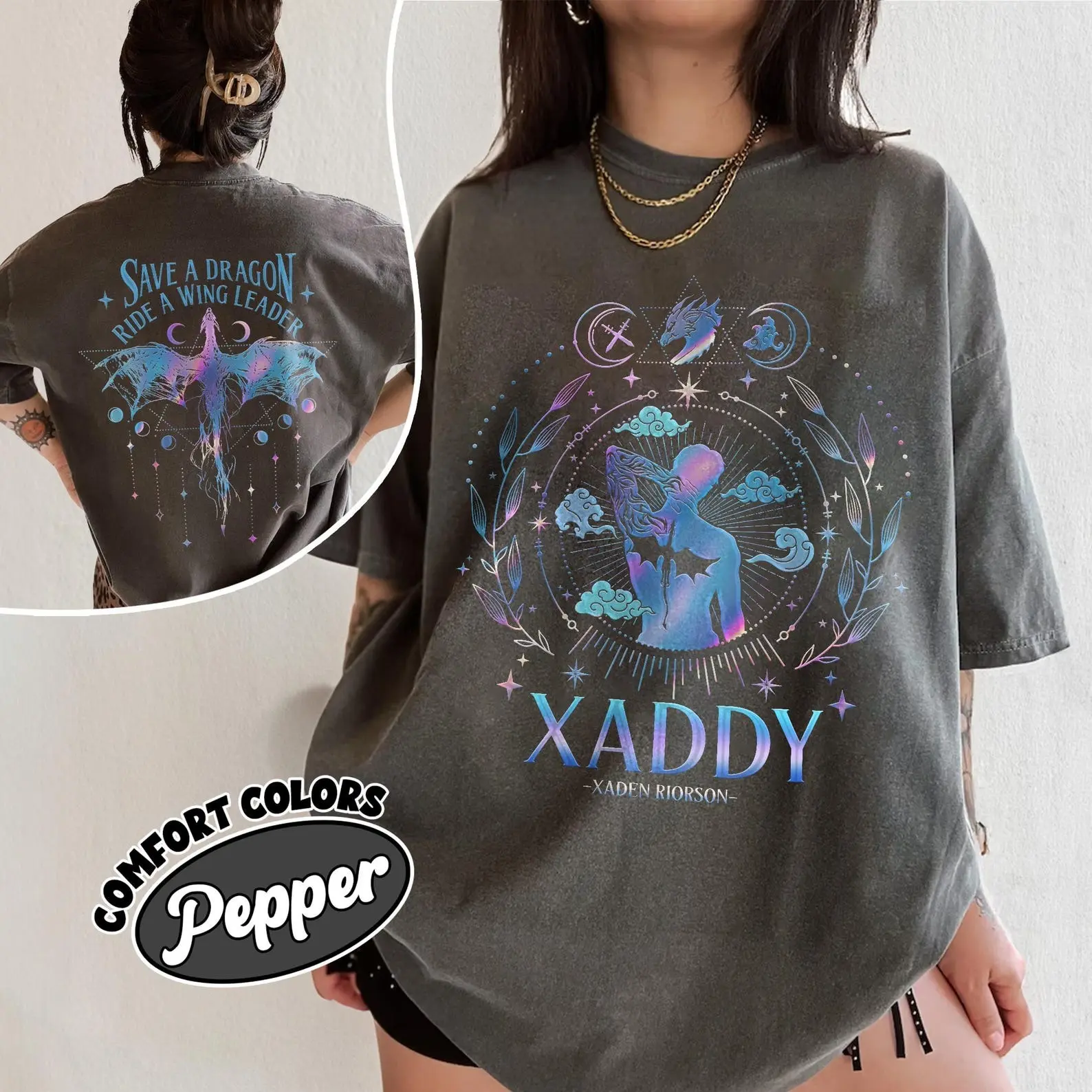 Xaddy Fourth Wing Comfort Colors Two Sides Shirt, Dragon Rider Shirt, Rebecca Yoros, Fourth Wing, Xaden Riorson