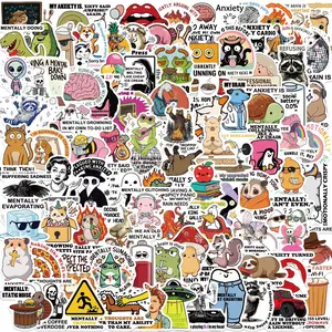 100pcs Mental Breakdown Stickers, Suitable for Scrapbooks, Diaries, Laptops, Water Bottles, Cars, Etc., Featuring Faith-based Designs and Offering Positive Messages As Gifts.