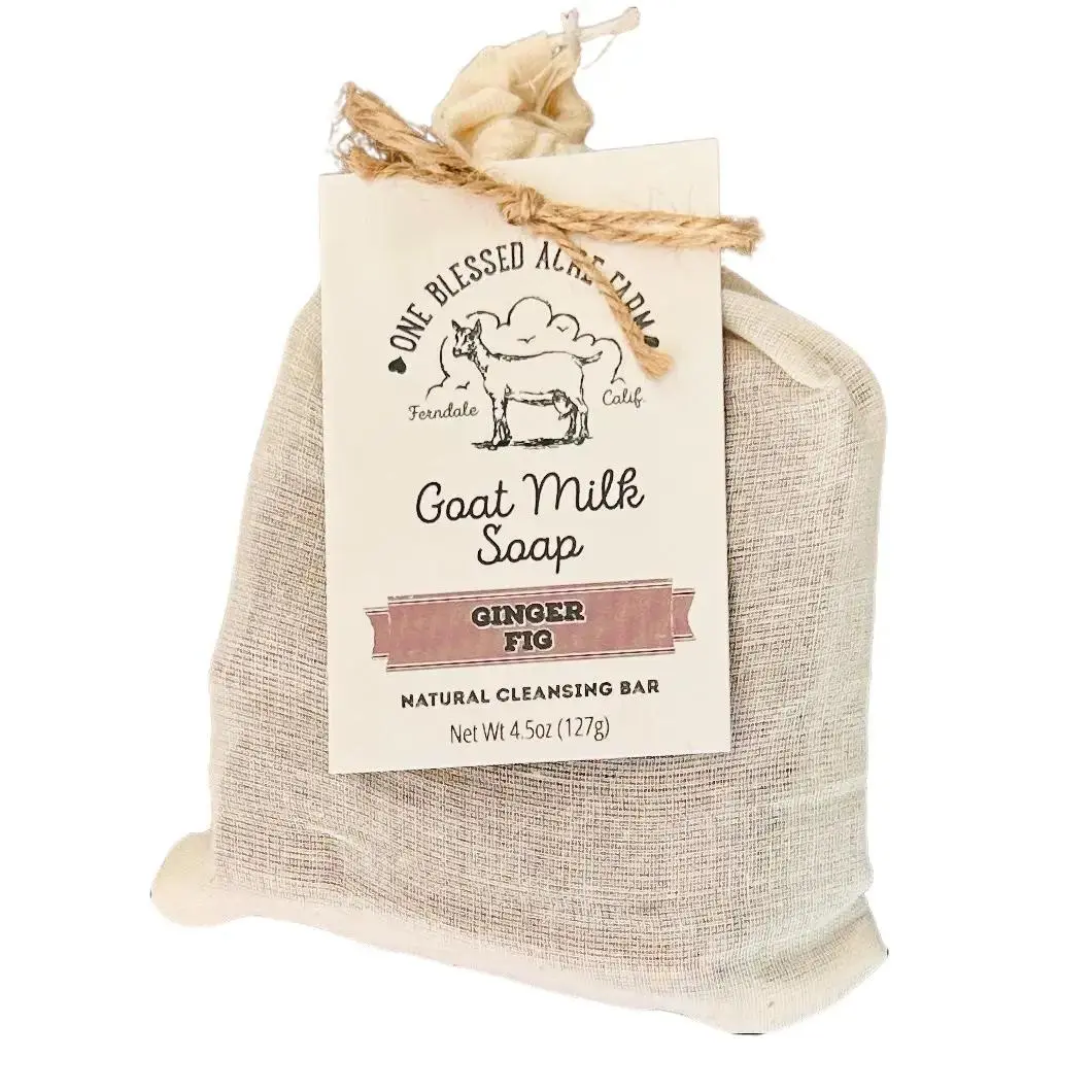 Ginger Fig Goat Milk Bar Soap, 4.5 oz Body Wash Body Cleansing Body Care Gentle Comfort Skin Repair Cleanser Fig Scented