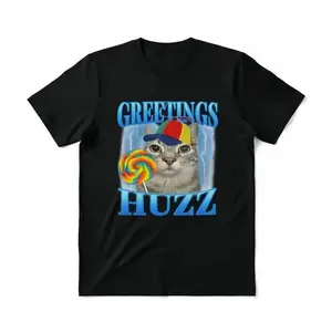 Lollipop Cat Meme Greetings Huzz Funny Silly Cats Brainrot T-Shirt Adult version