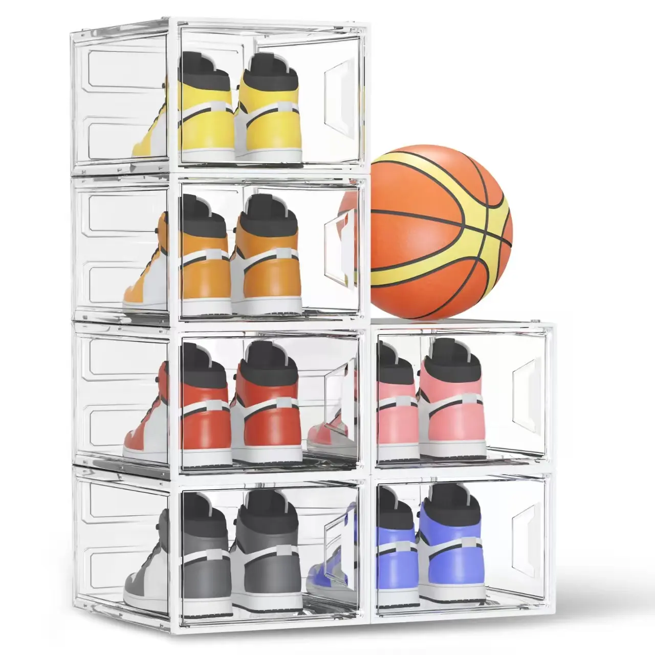 Thick Plastic XX-Large Shoe Storage Boxes Fit Size 14 - Clear Stackable Organizer for Sneakers & Sports Gear - Ideal for Home & Gym Use