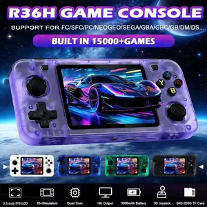 R36h Retro Handheld Gaming Console, Open Source Linux System, Cortex-A35 Cpu, 64GB TF Card, over 10,000 Classic Games, 3.5 Inch IPS Screen