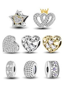 Heart & Star Design Charms, Rhinestone Decorated Pendants for Bracelets Making, Fashion Accessories for Women & Girls, Trendy All-match & Exquisite Jewelry for Birthday Gift, Stylish Playful Charm