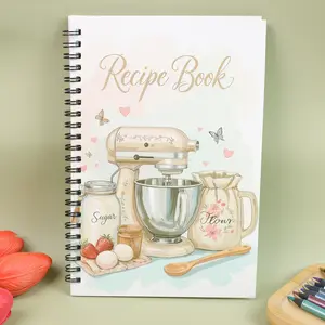 Fun Recipe Notebook, Cute Cooking Scrapbook for Home Chefs, Baking Enthusiasts, Meal Planners, Paper Recipe Organizer, Spiral Bound, Creative Diary
