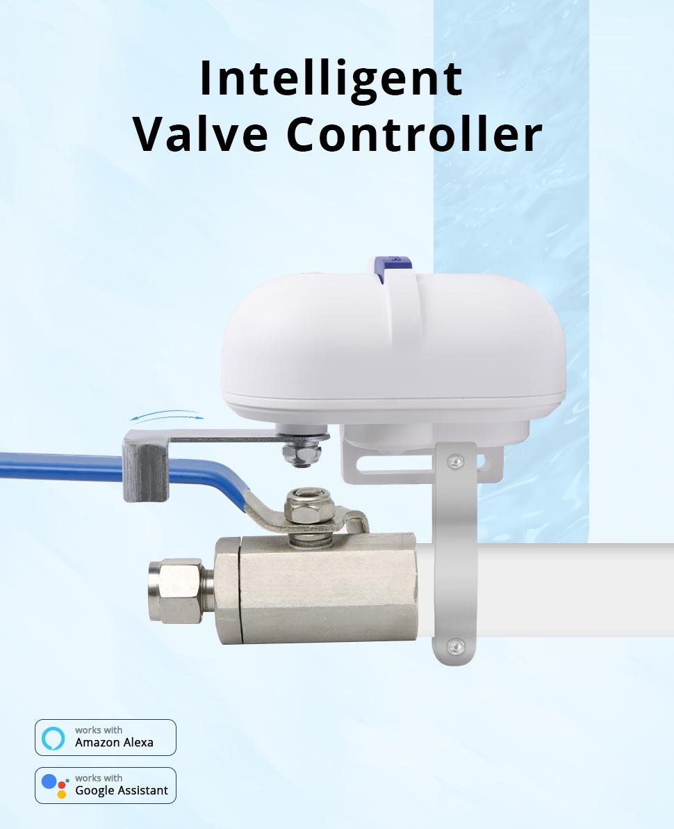 Smart Water Valve, WiFi Water Shutoff Valve Works with Alexa & Google Voice Control Smart Life App Control, Remote Water ShutOff Valve, Easy Install on 1/2" to 1" in Pipe (WiFi Version)