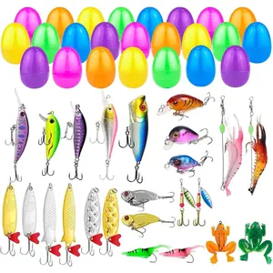 24 Set Prefilled Easter Eggs with Lifelike Fishing Lures,Filled Easter Eggs Fishing Lure Baits Tackle,Easter Basket Stuffers Easter Egg and Party Favor Basket Stuffers Filler Classroom Prize