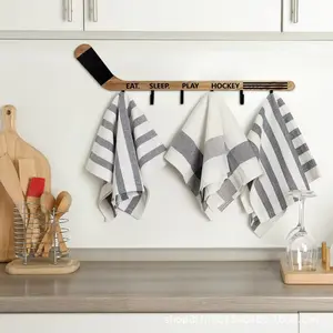 Wooden Baseball Bat Wall-Mounted Coat Rack Key Storage Rack for Entry Door and Foyer Contemporary Organiser Hanging Design 76cm Length 20cm Width 6 Hooks 12 Screws 2 Nails - Decor Easy Installation