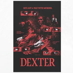 Dexter Movie Poster Canvas Wall Art - 30.48x 45.72cm Frameless Horror Theme Decoration, Suitable for Bedroom, Living Room, Home Office or Game Room - Ideal Halloween and Christmas Gift| High quality canvas art, Halloween decoration