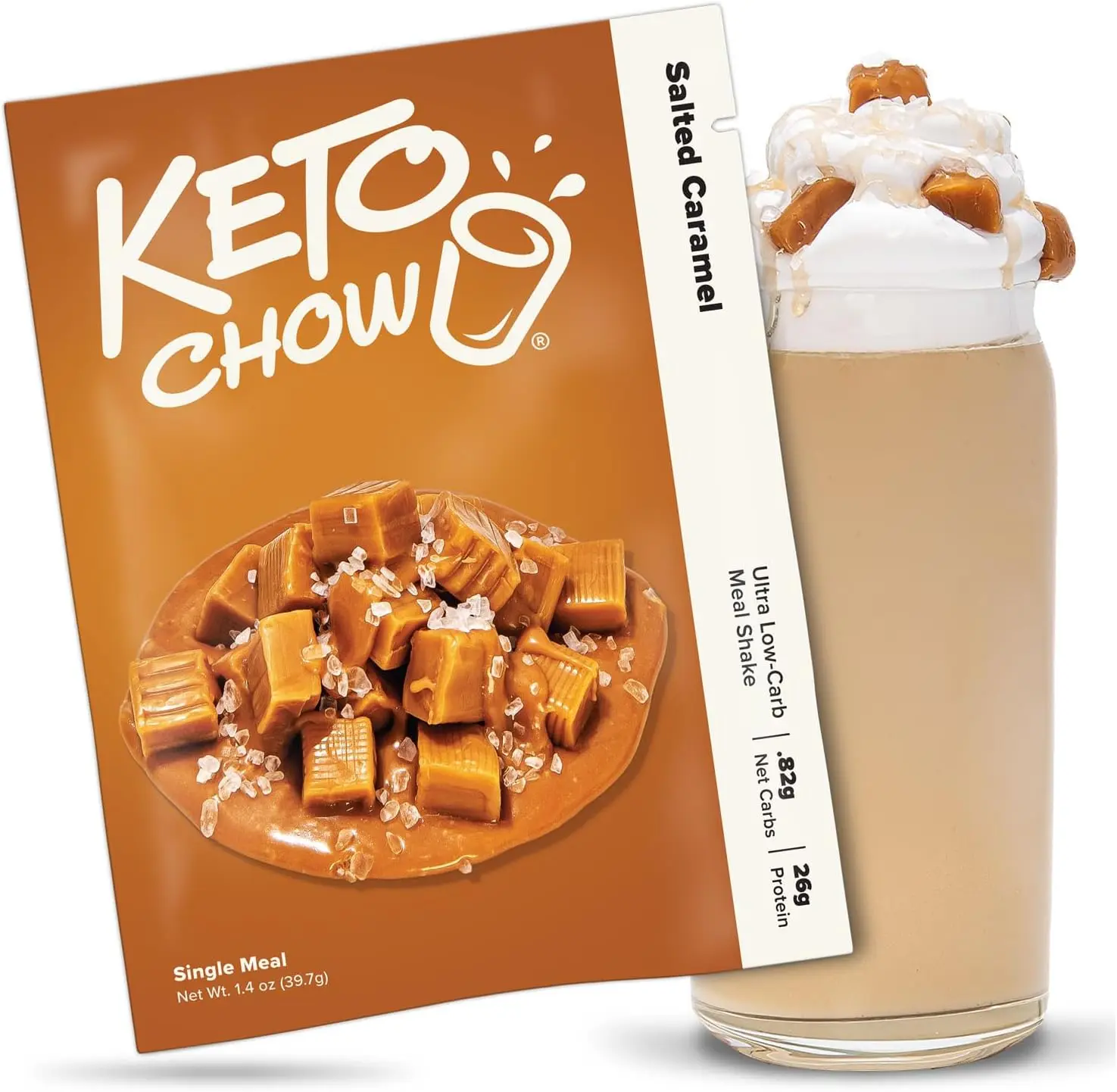 Keto Chow Salted Caramel | Meal Replacement Shake Powder Nutritionally Complete Low Carb Delicious Easy Substitute Protein Rich You Choose The Fat Single Sample