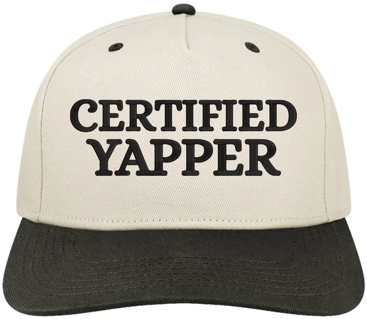 Certified Yapper Embroidered Two Tone Baseball Cap Funny Sarcastic Meme Dad Hat