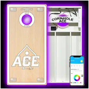 ACE Zone - White Cornhole Board Set | All Weather with Pro Light Kit
