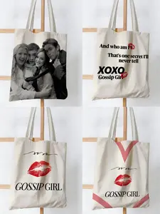 TV G-Gossip Girls Storage Bags Canvas Double-Sided Print Tote Bag Large Capacity Shoulder Students Festive Fashion Eco Outdoor Picnic Travel High Quality Shopping Handbag Machine Washable Foldable Reusable