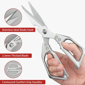 Multi-Function Kitchen Scissors Hard Steel Shears Bone-Cutting Rust-Resistant Household Scissors Suitable for Kitchen and Daily Use
