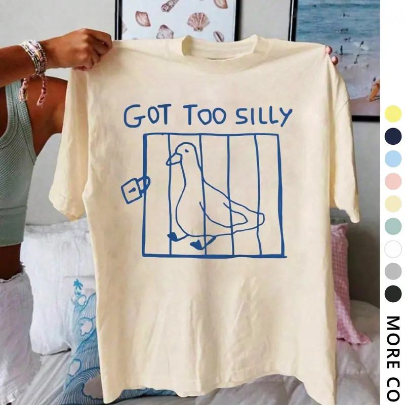 Women's Letter & Bird Graphic Print Round Neck Tee, Vintage Trendy Casual Short Sleeve T-shirt for Daily Wear, Ladies All Seasons Clothes Everyday, Aesthetic Graphic Tee