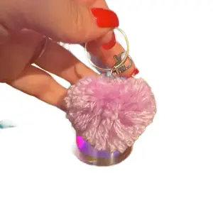 Cute & Playful Pom-Pom Purple Heart Keychain