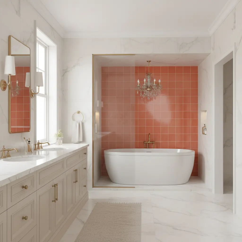 St Lucia Peach 5x5 Ceramic Tile Glossy Sample
