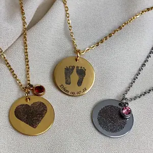 Fingerprint Necklace personalized - Footprint baby necklace - Engraved Fingerprint - Memorial Necklace - Personalized Gifts - Gifts for her