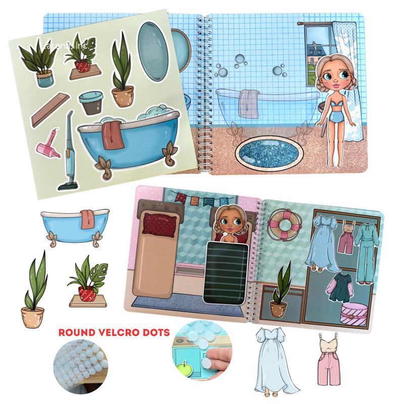 Sea House – Paper Dolls Activity Book (Velcro Dress-Up, 2 Dolls, Coastal Rooms) | Spring Acorn
