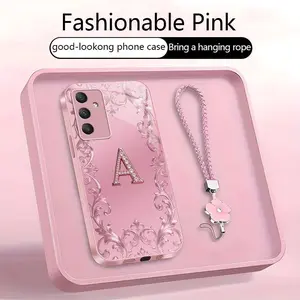 Suitable for [Galaxy A54] high-end women's phone case🥰，free four-leaf clover lanyard included—choose any one of the 26 letters. Drop-resistant and fingerprint-proof. YM99