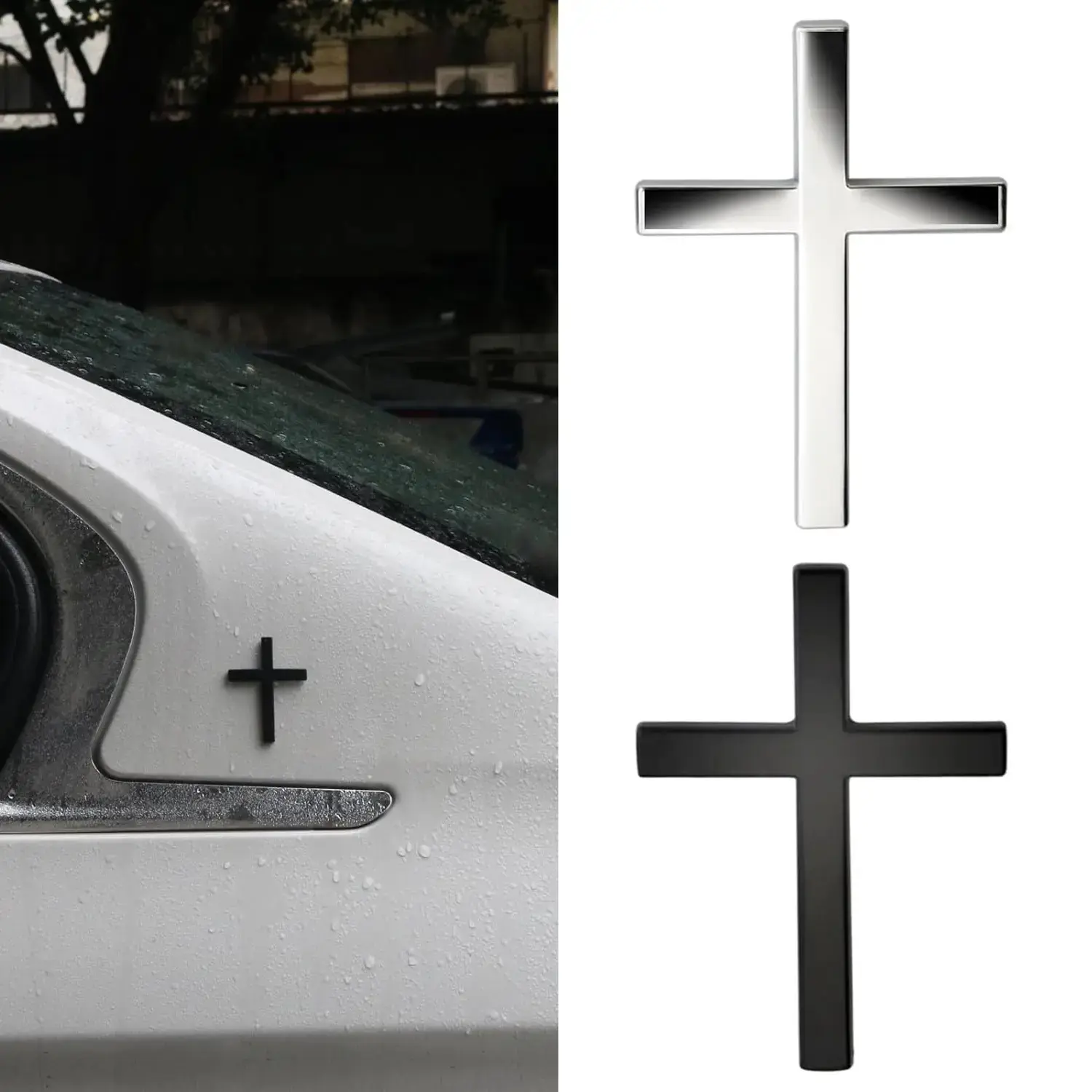 Faith Cross Car Decals 2-Pack, Weatherproof Premium Vinyl Emblem Stickers for Truck SUV Motorcycle, Heavy Duty Anti-Fading Exterior Auto Windows Decoration, Vehicle Decoration, Car Accessories