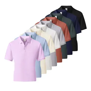 Pack of 5 summer men’s short-sleeve polo shirts with a turn-down collar, made from ice silk with a smooth, seamless finish, available in multiple colors. Polo shirts suitable for casual sports wear—ideal for business, work, dates, and home wear; a travel