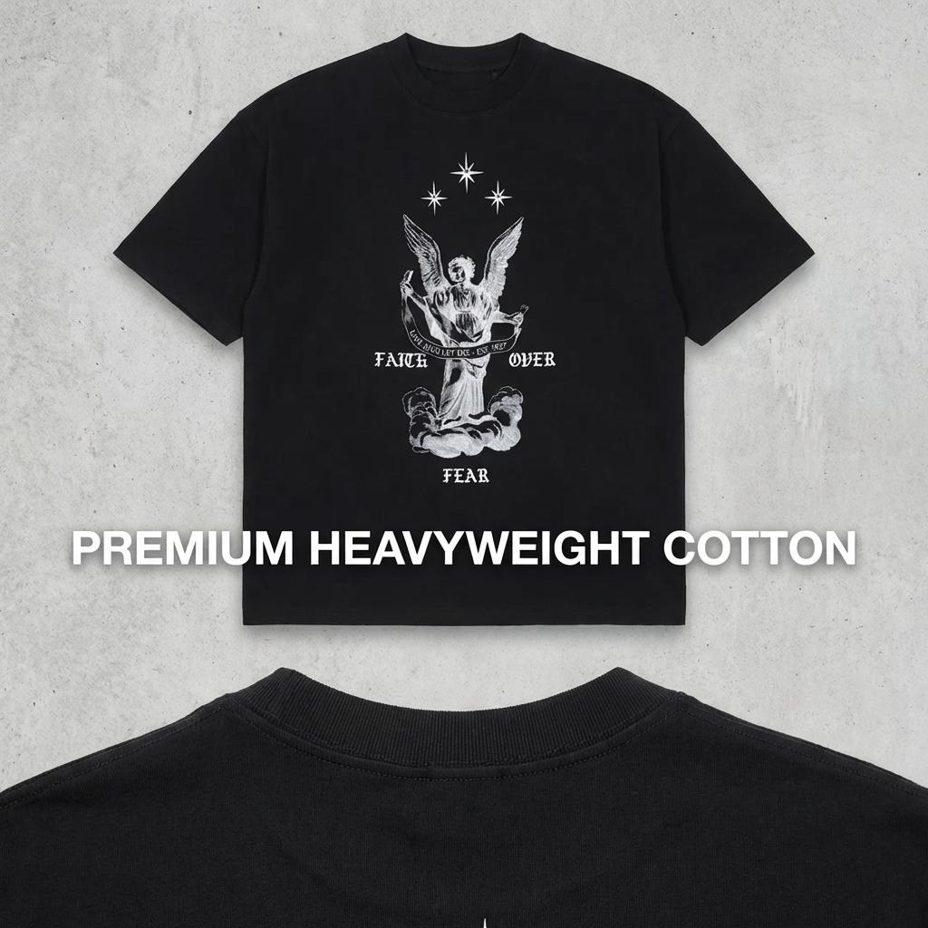 Mens Faith Over Fear Oversized Tee Suitable for all seasons - classic styles, fun graphic tee shirts, base layers, casual streetwear, suitable for both men and women. Couple pullover sweaters, street style, soft and casual short sleeves