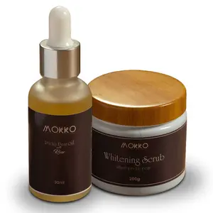 Mokko Glow Duo – Brightening Scrub with Nila & Prickly Pear (200g) + Moroccan Prickly Pear Oil with Rose (30ml) | Brightening & Nourishing Skincare Set