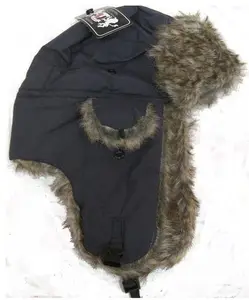 CrazyCoolBuys Navy Blue Faux Fur Winter Aviator Trooper Cap Hat Trapper