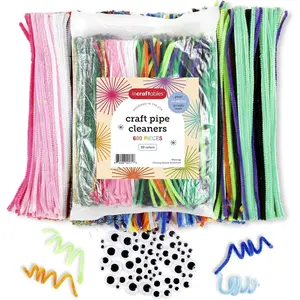 Incraftables 600pcs Pipe Cleaners Craft Supplies Set (20 Colors). Best Thick Fuzzy Chenille Stems Sticks with Googly Eyes. Colorful & Assorted Bulk Pipecleaners for DIY Arts & Crafts (12 inch Long)