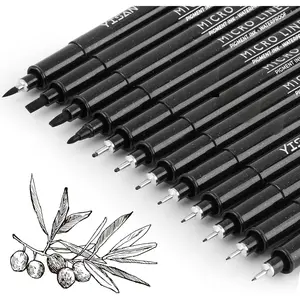 Drawing Art Pens, Fineliner Pens,Fine Tip Manga Markers for Artist Sketch Technical,Black,12 Set,902195
