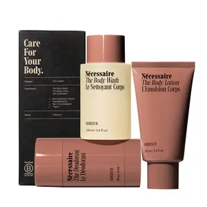 Nécessaire Olibanum Body Essentials Set – Travel-Size Body Wash, Body Lotion + Deodorant | For Women + Men | Dermatologist-Tested. Hypoallergenic. Vegan | Aluminum-Free Deodorant