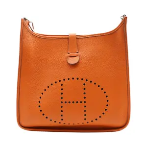 Pre-owned Hermes Leather Crossbody Bags Hermès Evelyn GM Taurilln Clemence Crossbody Bag In Orange