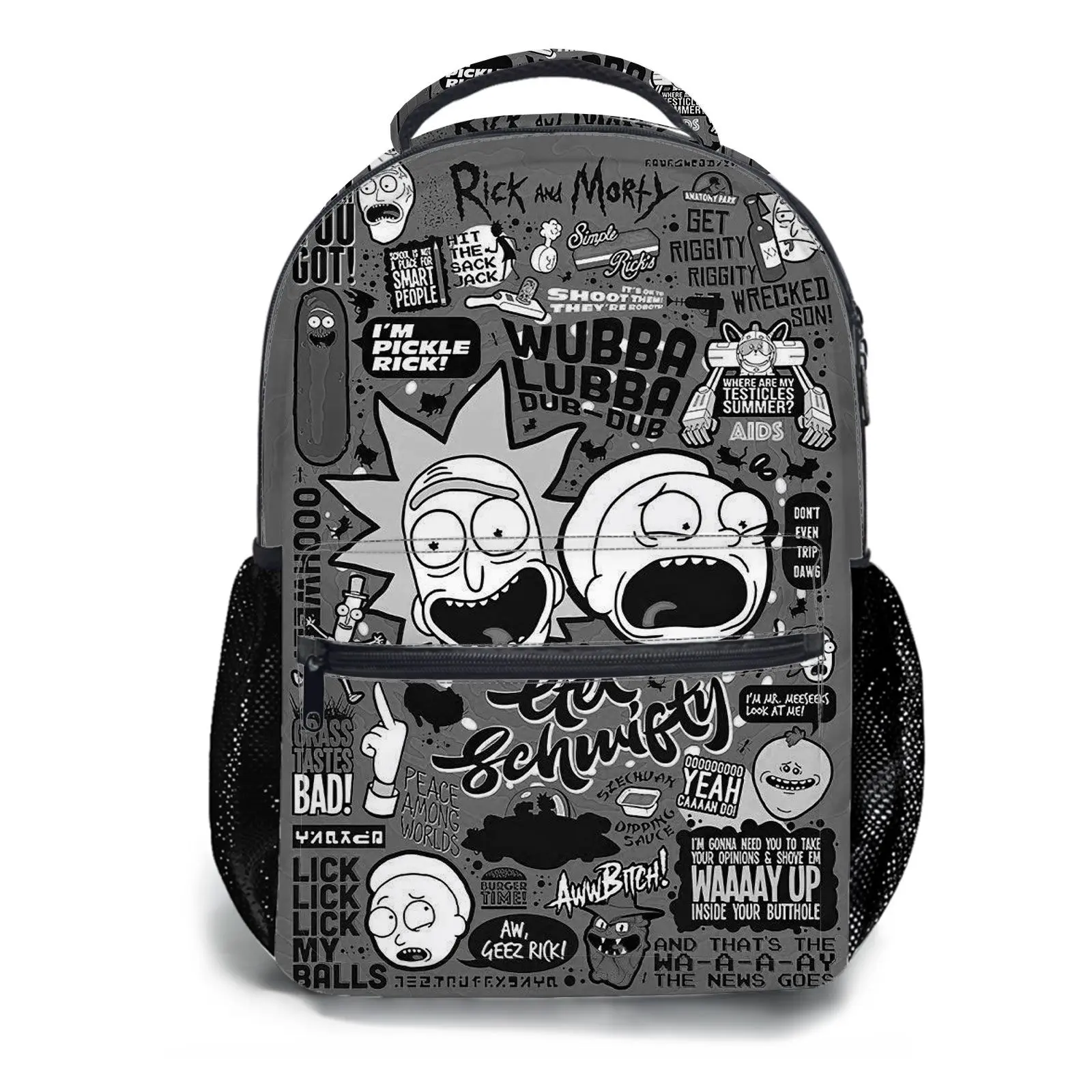 Student Schoolbag Childrens Schoolbag High Quality Schoolbag Gift For Anime Rick And Morty Graffiti Pattern Durable Polyester Fabric Lightweight Design For Students Fans Daily Use